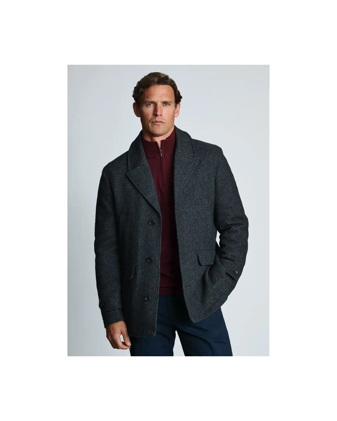 Overcoats Brook Taverner Shepton Charcoal Twill Short Overcoat £134.00