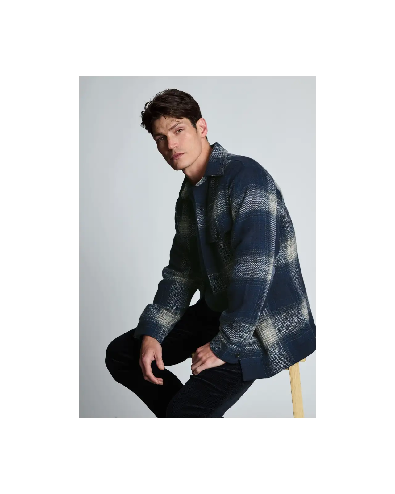 Overshirts Brook Taverner Elworthy Navy And Blue Check Overshirt £89.00