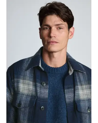 Overshirts Brook Taverner Elworthy Navy And Blue Check Overshirt £89.00