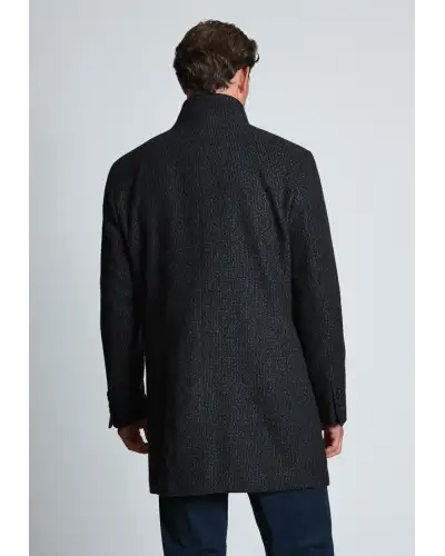 Overcoats Brook Taverner Winsford Charcoal Funnel Neck Textured Wool Blend Overcoat £134.00