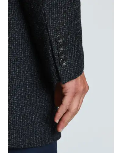 Overcoats Brook Taverner Winsford Charcoal Funnel Neck Textured Wool Blend Overcoat £134.00