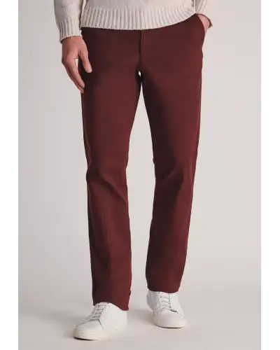 Trousers Brook Taverner Tailored Fit Christie Dark Red Cavalry Twill Stretch Cotton Trousers £54.00