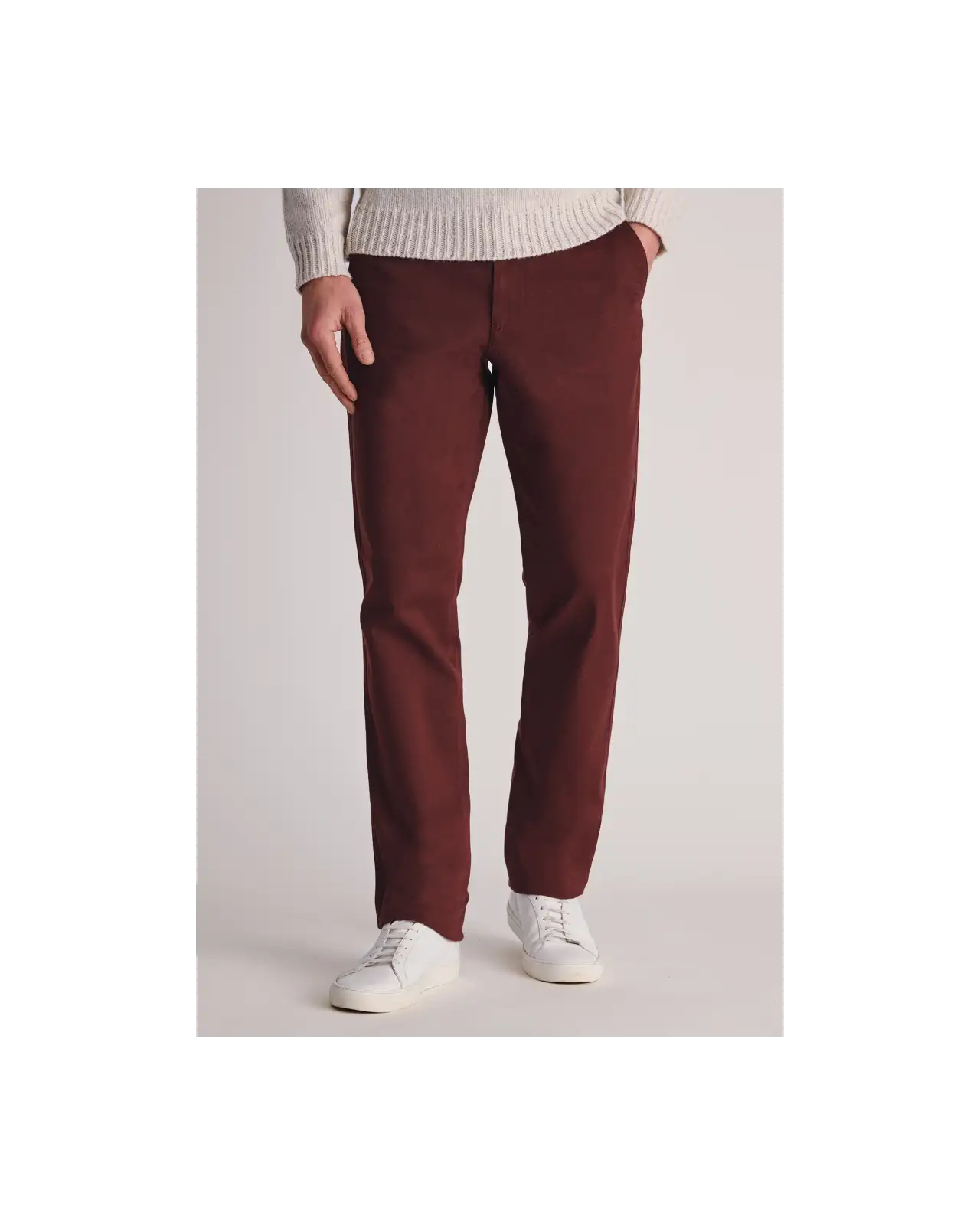 Trousers Brook Taverner Tailored Fit Christie Dark Red Cavalry Twill Stretch Cotton Trousers £54.00