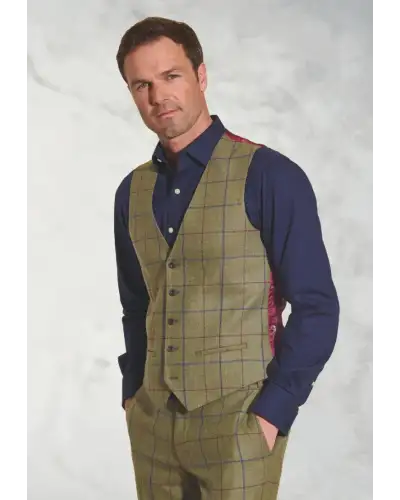 Waistcoats Brook Taverner Tailored Fit Haincliffe Green Check Wool Waistcoat £90.00