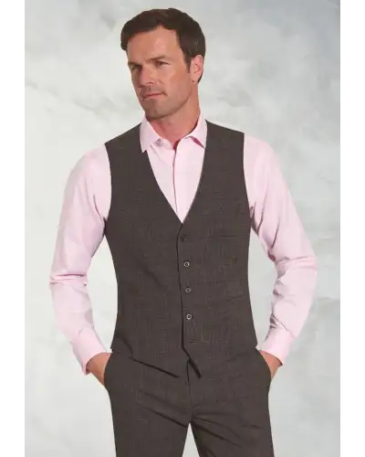 Waistcoats Brook Taverner Tailored Fit Cassino Grey Check Washable Waistcoat £71.00