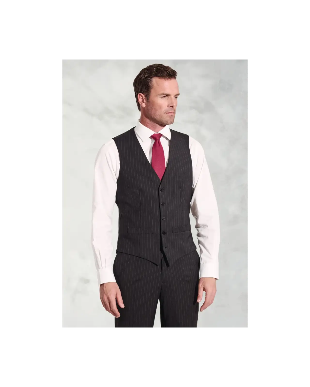 Waistcoats Brook Taverner Tailored Fit Avalino Charcoal Stripe Waistcoat £62.00