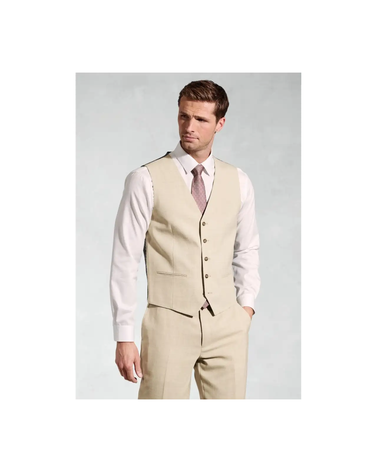 Waistcoats Brook Taverner Tailored Fit Mckellen Natural Wool Linen Blend Suit Waistcoat £45.00
