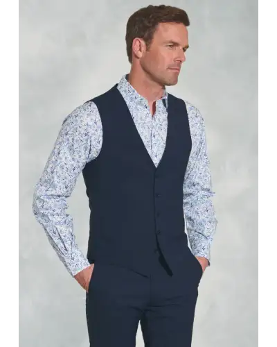 Waistcoats Brook Taverner Tailored Fit Cassino Navy Check Washable Waistcoat £71.00