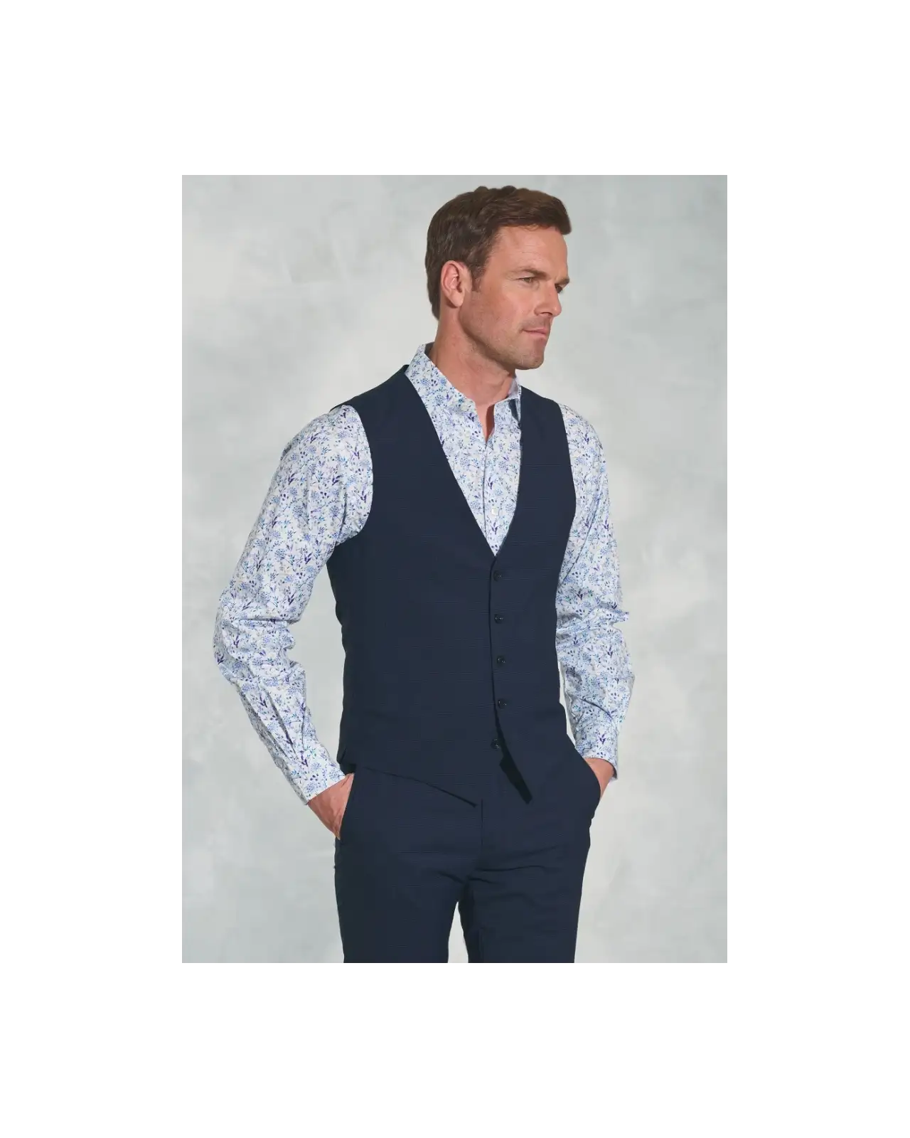 Waistcoats Brook Taverner Tailored Fit Cassino Navy Check Washable Waistcoat £71.00