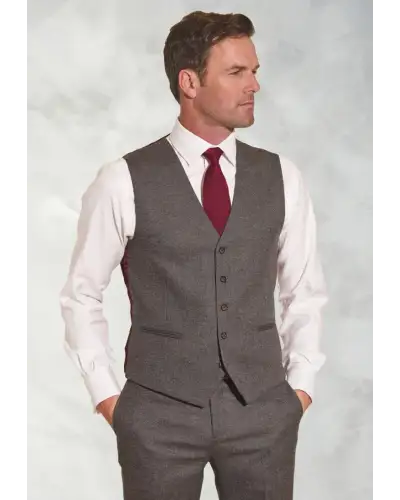 Waistcoats Brook Taverner Tailored Fit Clifford Grey Donegal Wool Suit Waistcoat £72.00