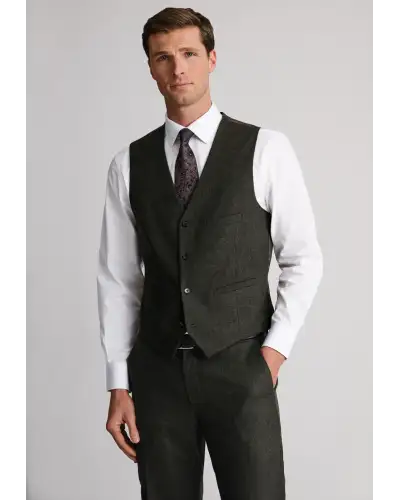 Waistcoats Brook Taverner Tailored Fit Kelston Khaki Italian Wool Blend Donegal Suit Waistcoat £63.00