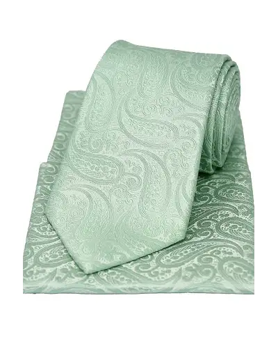 Silk Hankies Soprano Ties Soprano Tonal Mint Paisley Silk Tie And Pocket Square £27.00