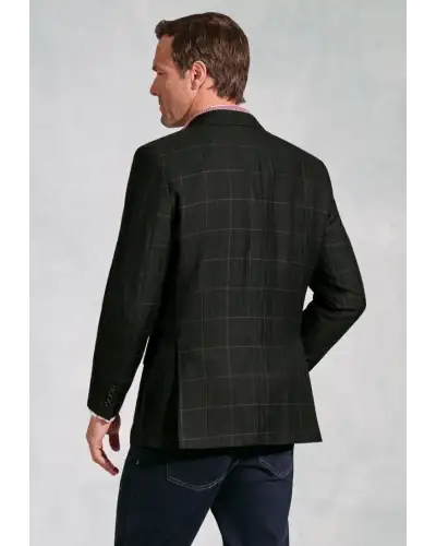 Jackets Brook Taverner Regular Fit Bale Olive Check Wool Linen Jacket - British Fabric £116.00