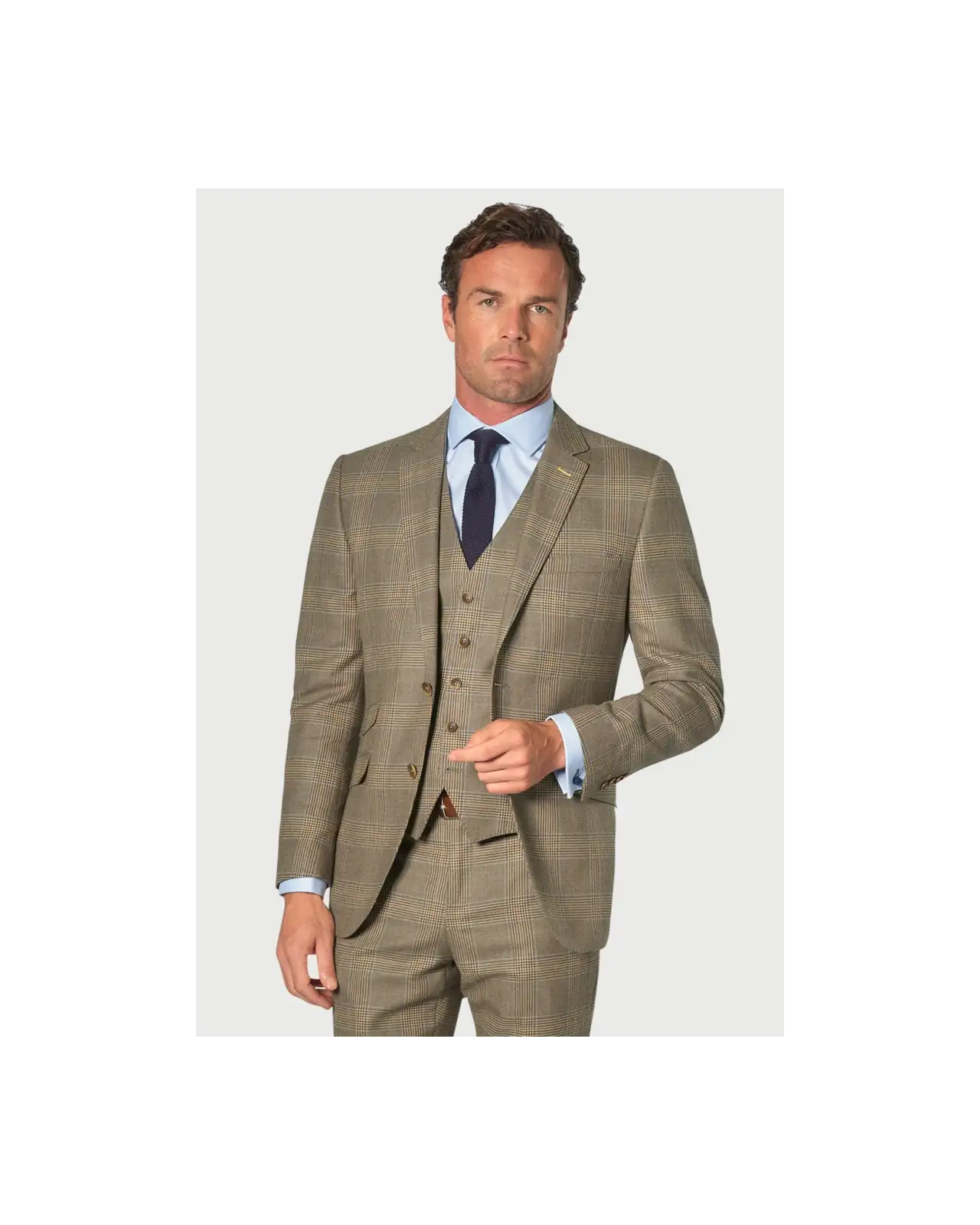 Suit Jackets Brook Taverner Tailored Fit Ribblesdale Olive Check Suit Jacket - British Fabric £202.00