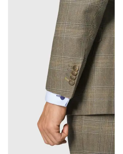 Suit Jackets Brook Taverner Tailored Fit Ribblesdale Olive Check Suit Jacket - British Fabric £202.00