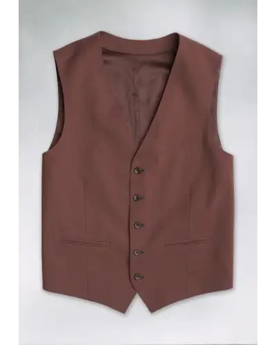Waistcoats Brook Taverner Tailored Fit Oliver Rust Melange Wool Blend Suit Waistcoat £80.00