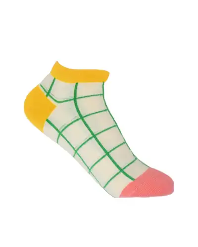 Women PEPER HAROW Grid Womens Trainer Socks Bundle - Lime Pink Cream £25.00