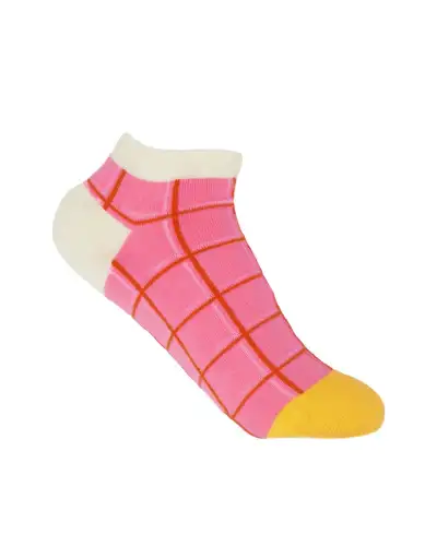 Women PEPER HAROW Grid Womens Trainer Socks Bundle - Lime Pink Cream £25.00