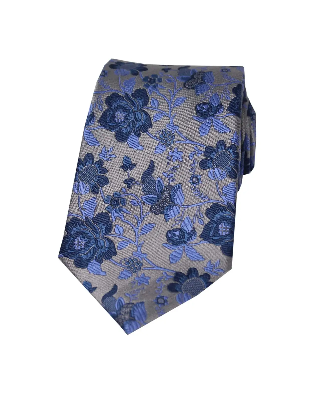Silk Ties Soprano Ties Soprano Grey And Blue Floral Patterned Silk Tie £15.00