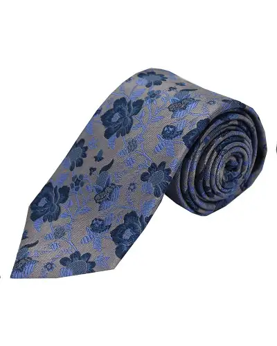 Silk Ties Soprano Ties Soprano Grey And Blue Floral Patterned Silk Tie £15.00