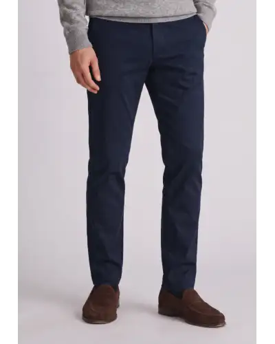 Trousers Brook Taverner Tailored Fit Navy 4 Way Stretch Performance Cotton Trousers £54.00