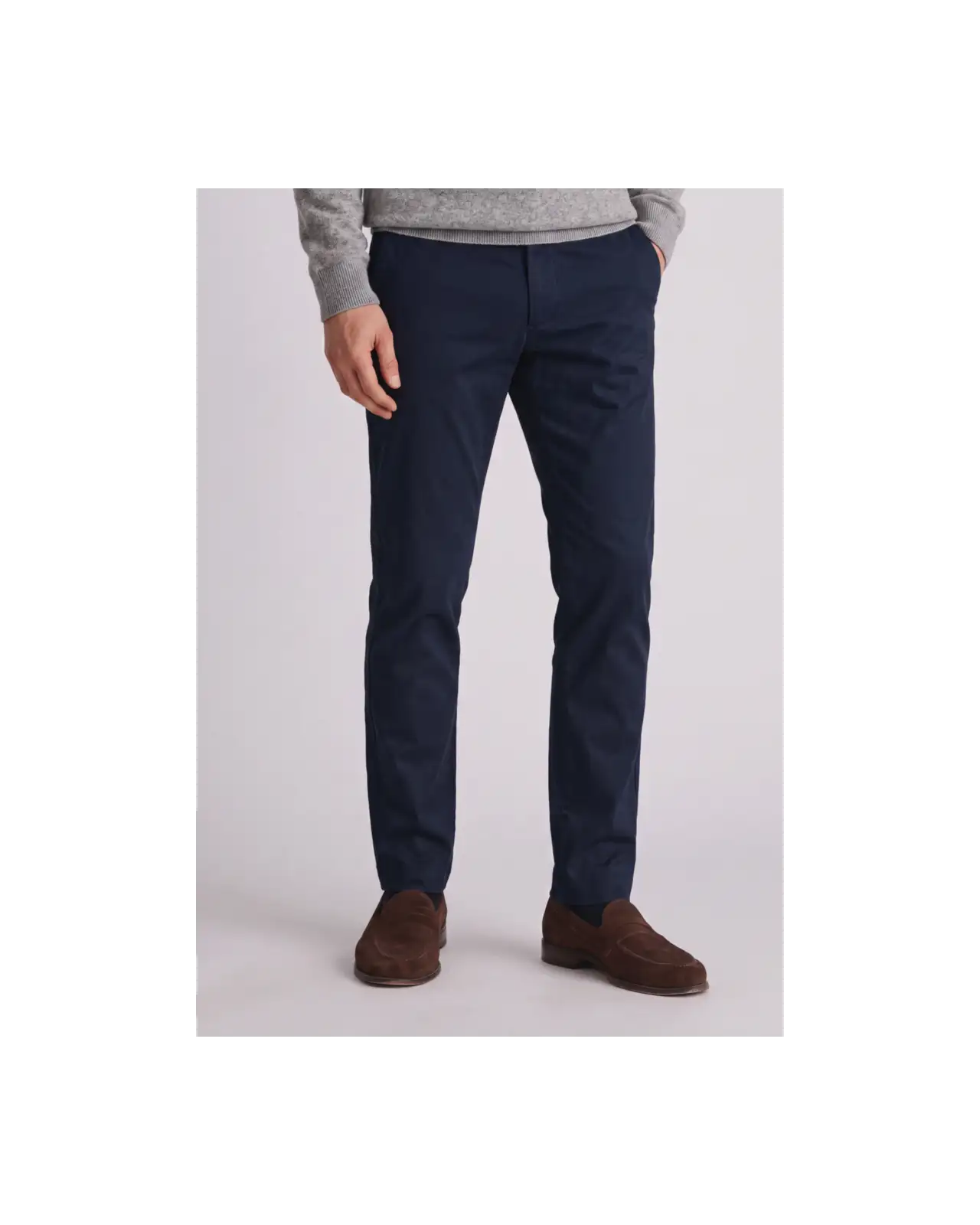 Trousers Brook Taverner Tailored Fit Navy 4 Way Stretch Performance Cotton Trousers £54.00