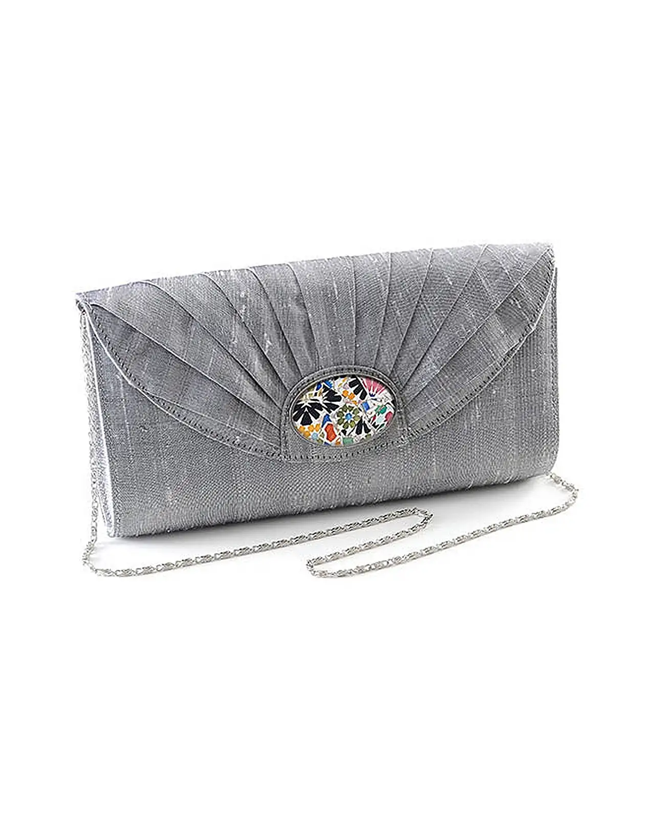Bags Fox and Chave Silver Silk Cameo Clutch Bag - Gaudi Mosaic £23.00