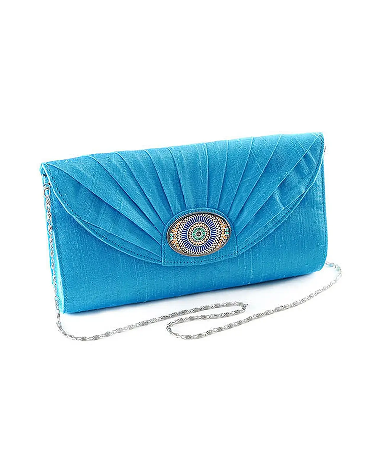 Bags Fox and Chave Turquoise Silk Cameo Clutch Bag - Marrakesh Blue £23.00