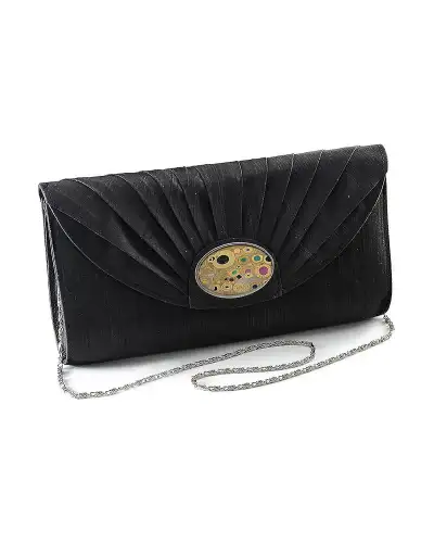Bags Fox and Chave Black Silk Cameo Clutch Bag - Klimt Gold £23.00