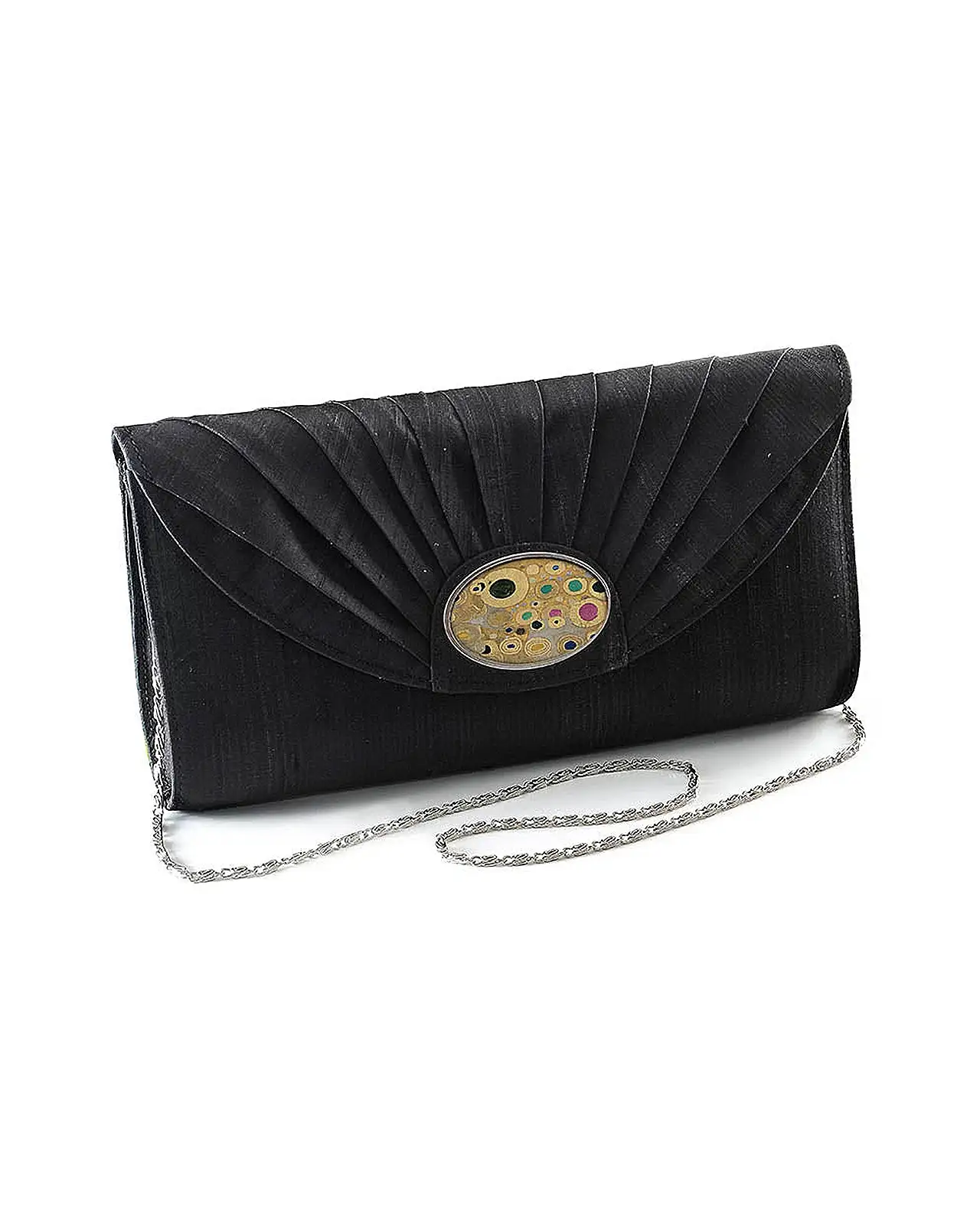 Bags Fox and Chave Black Silk Cameo Clutch Bag - Klimt Gold £23.00