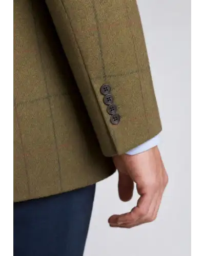 Jackets Brook Taverner Tailored Fit Bentham Olive Check British Wool Jacket £206.00