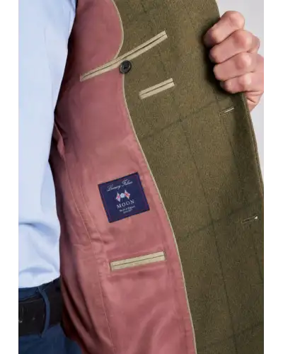 Jackets Brook Taverner Tailored Fit Bentham Olive Check British Wool Jacket £206.00