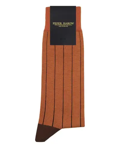 Men PEPER HAROW Pin Stripe Mens Socks - Burnt Orange £16.00
