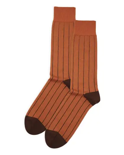 Men PEPER HAROW Pin Stripe Mens Socks - Burnt Orange £16.00