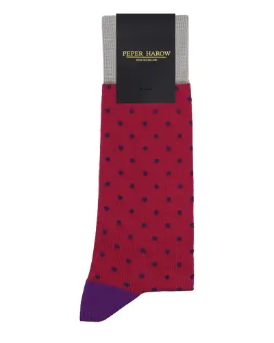 Men PEPER HAROW Pin Polka Mens Socks - Crimson £16.00