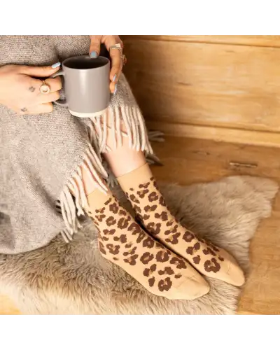 Women PEPER HAROW Leopard Womens Socks - Brown £15.00