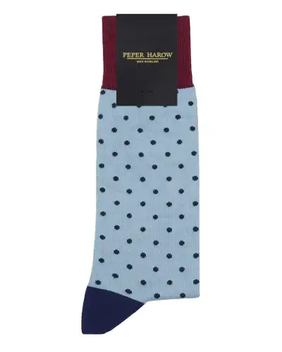Men PEPER HAROW Pin Polka Mens Socks - Sky Blue £16.00