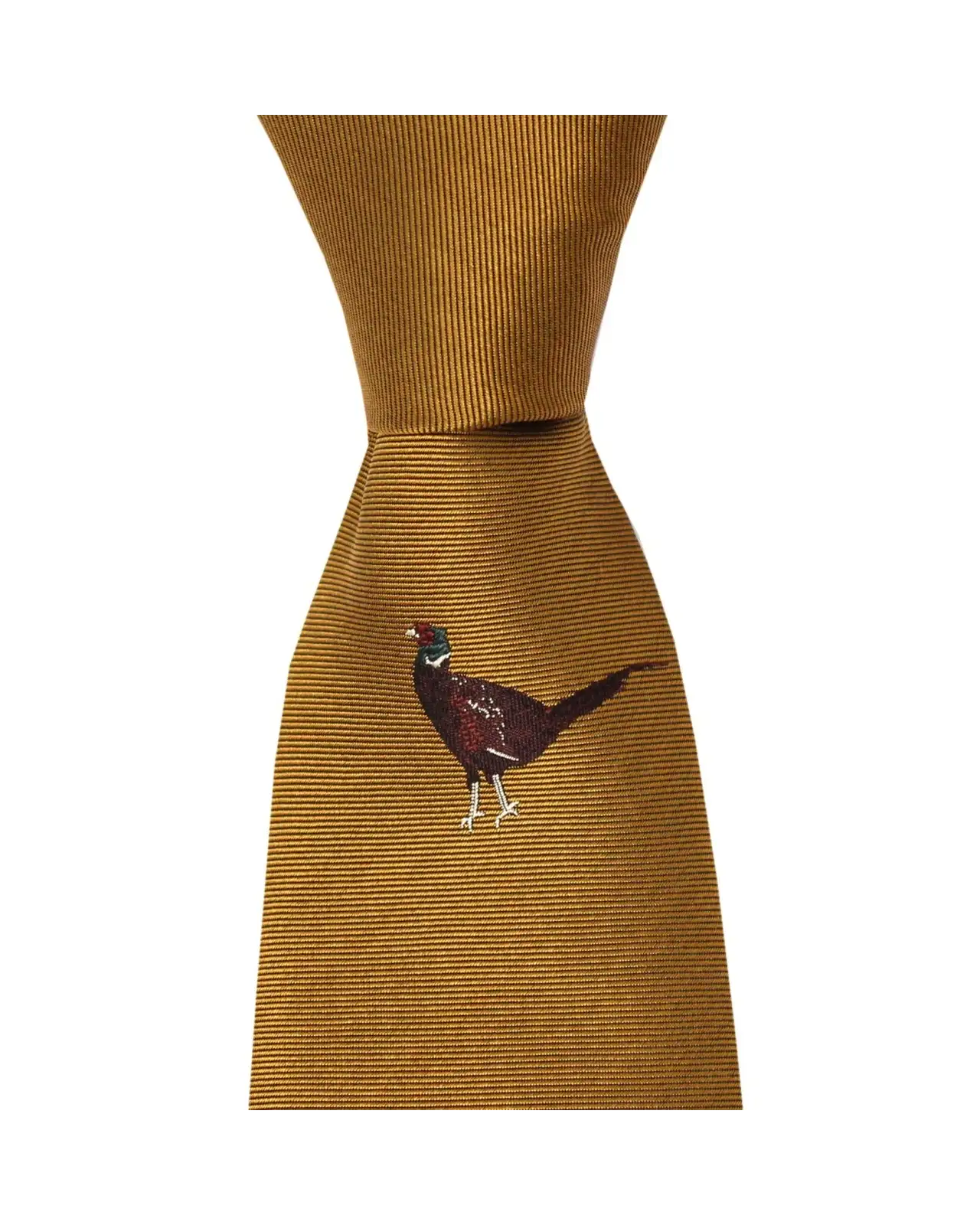 Silk Ties Soprano Ties Soprano Single Motif Standing Pheasant On Mustard Ground Country Silk Tie £24.00