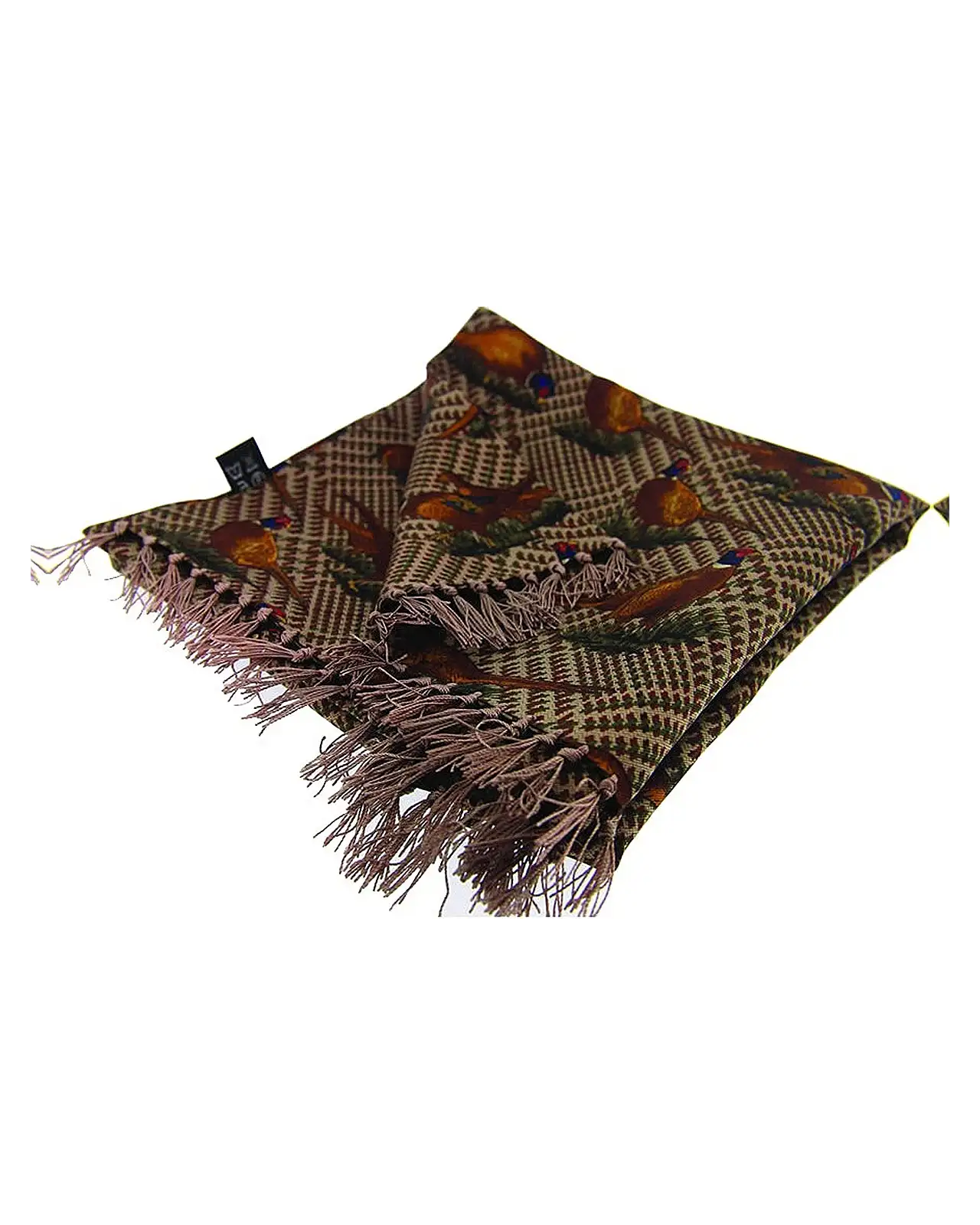 Scarves Soprano Ties Soprano Silk Aviator Scarf With Standing Pheasants On Tweed Ground £49.00
