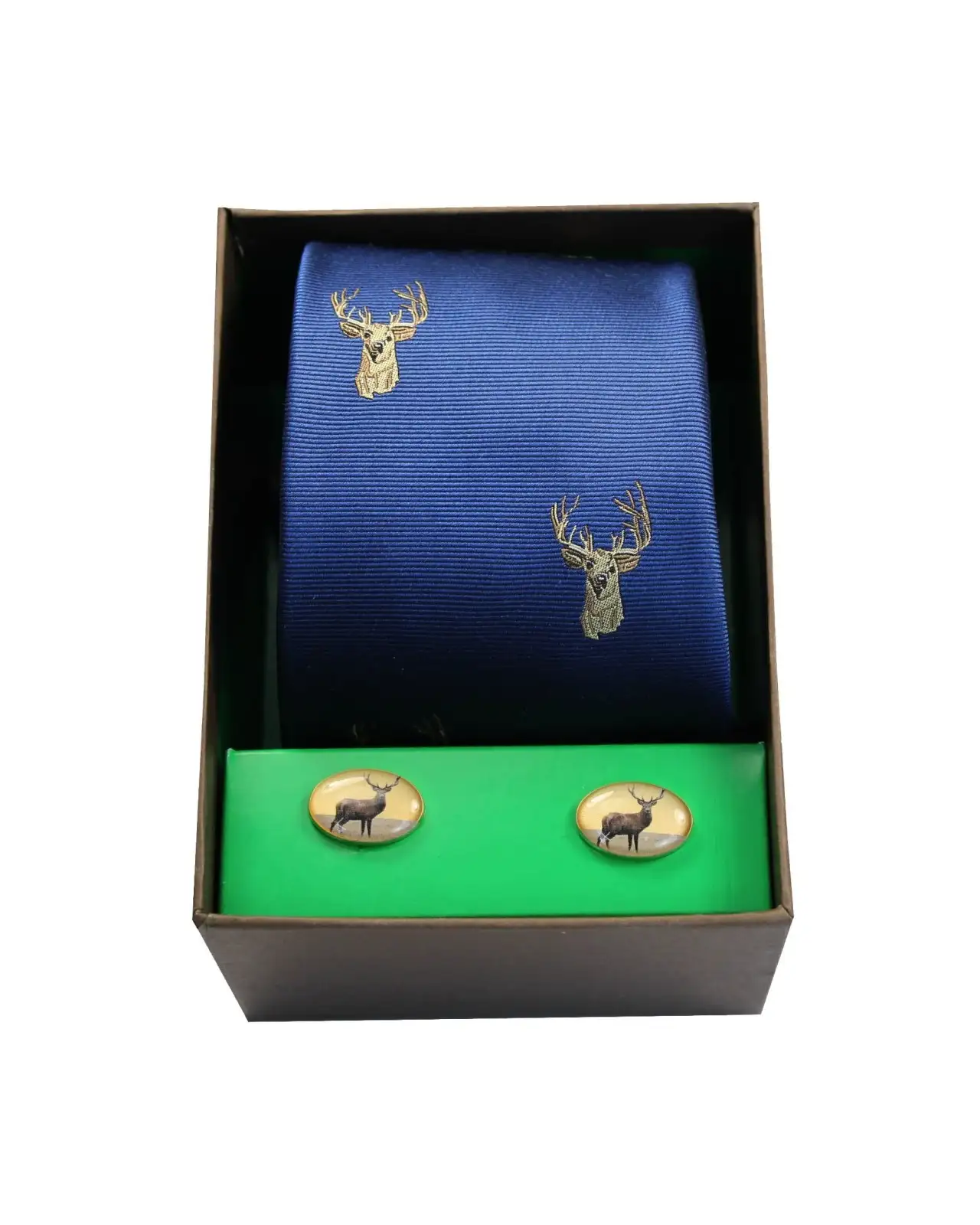 Cufflinks Soprano Ties Stags Head On Royal Blue Ground Tie Cufflink Set £40.00