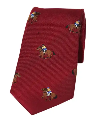 Silk Ties Soprano Ties Soprano Jockeys And Horses On Burgundy Red Ground Silk Tie £24.00