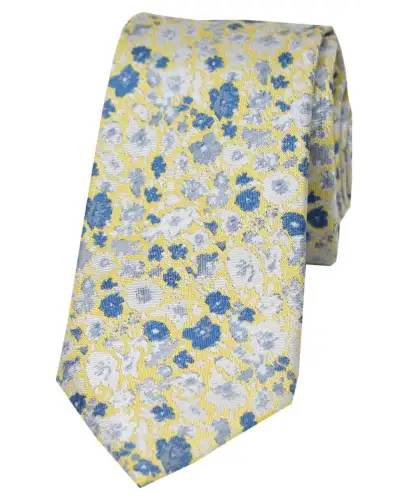 Silk Ties Soprano Ties Soprano Light Yellow Floral Luxury Silk Tie £22.00