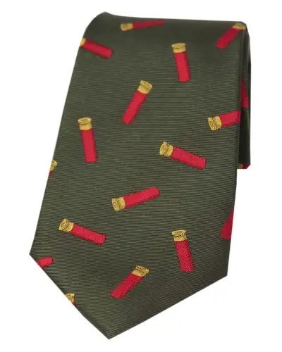 Silk Ties Soprano Ties Soprano Gun Cartridges On Green Ground Country Silk Tie £24.00