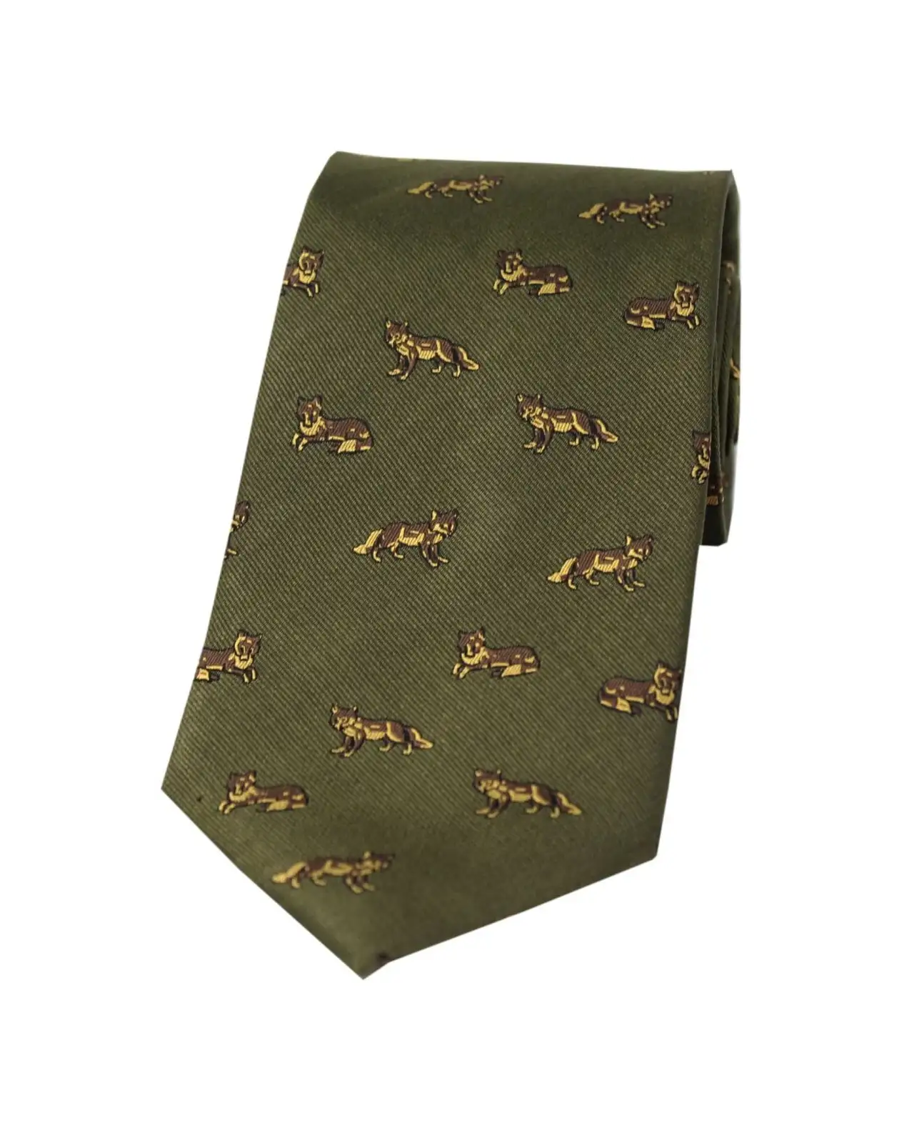 Silk Ties Soprano Ties Soprano Foxes On Green Ground Country Silk Tie £24.00