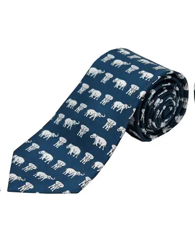 Silk Ties Soprano Ties Soprano Grey Elephants On Navy Ground Country Silk Tie £27.00