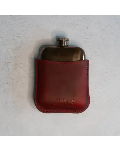 Flasks Victory and Innsbruck Full Grain Leather Cased Hip Flask 3 4 Burgundy Leather Copper Flask £30.00