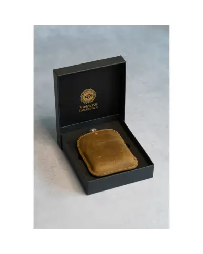 Flasks Victory and Innsbruck Full Grain Leather Cased Hip Flask Full Tan Brown Leather Silver Flask £30.00