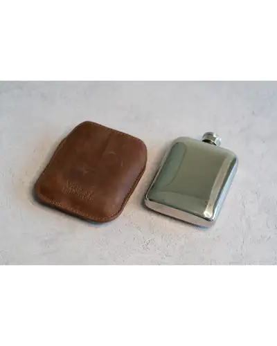 Flasks Victory and Innsbruck Full Grain Leather Cased Hip Flask Full Brown Leather Silver Flask £30.00