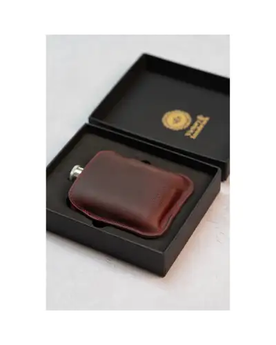 Flasks Victory and Innsbruck Full Grain Leather Cased Hip Flask Full Burgundy Sleeve Silver Flask £30.00