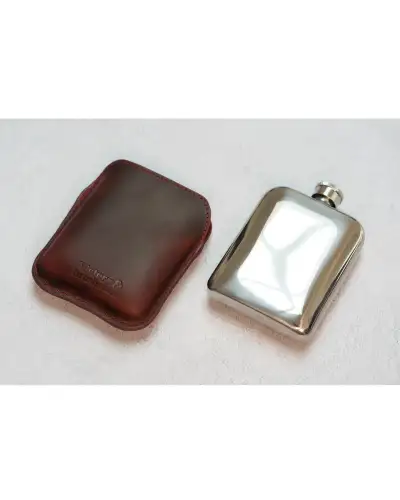 Flasks Victory and Innsbruck Full Grain Leather Cased Hip Flask Full Burgundy Sleeve Silver Flask £30.00